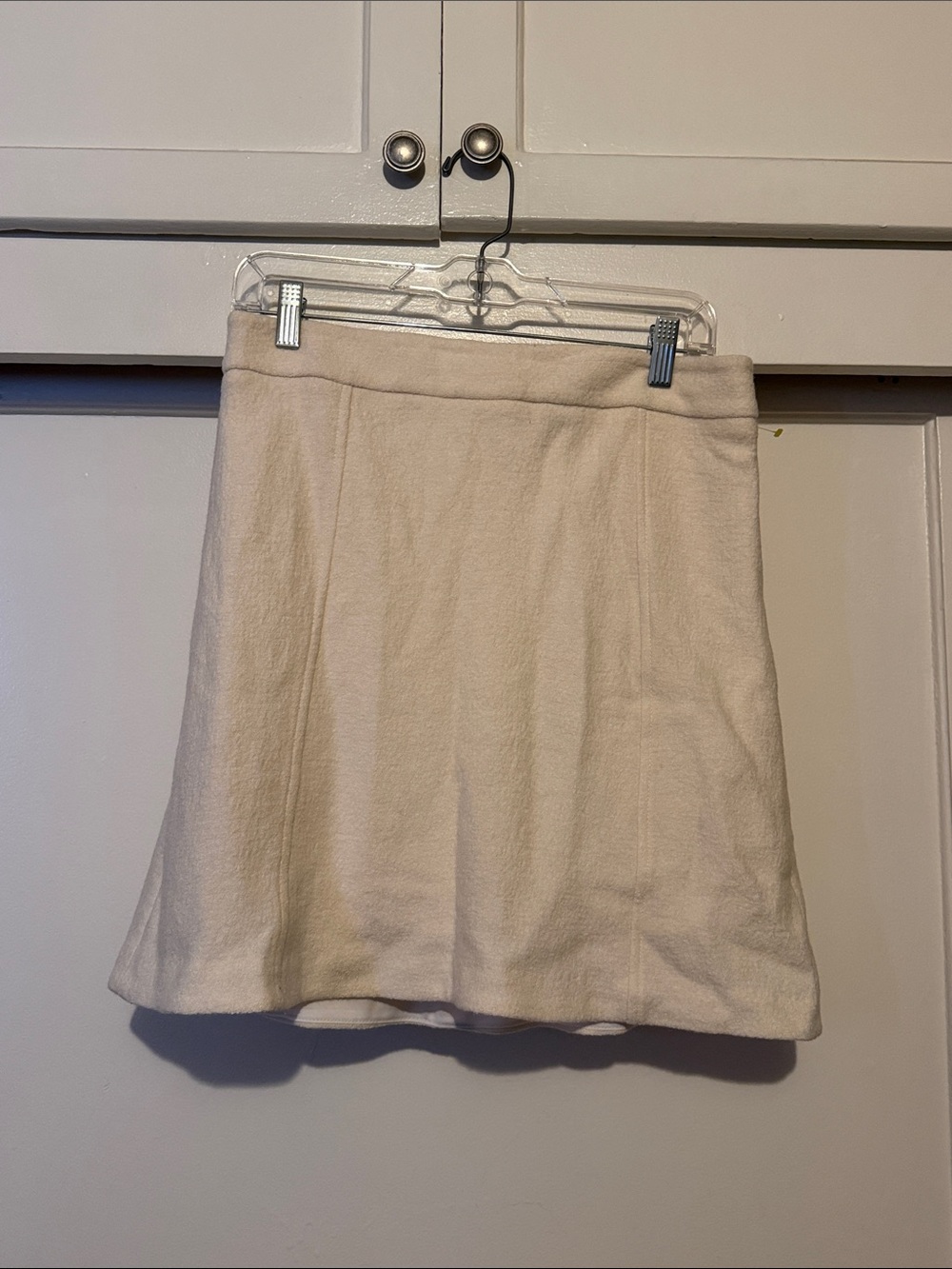 Women's Cream Mini Skirt - Clean A-Line Style 60%viscose and 40% wool